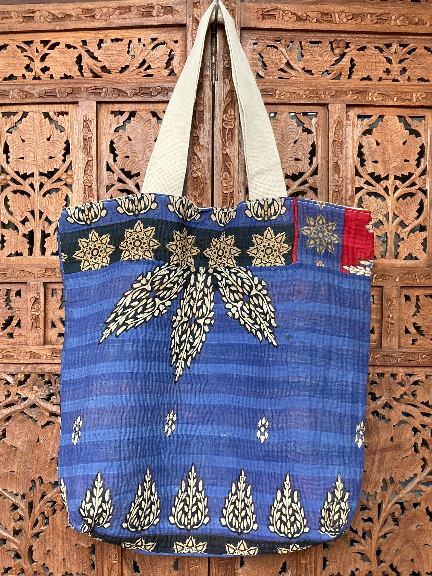 Vintage Kantha Tote Bag Blue