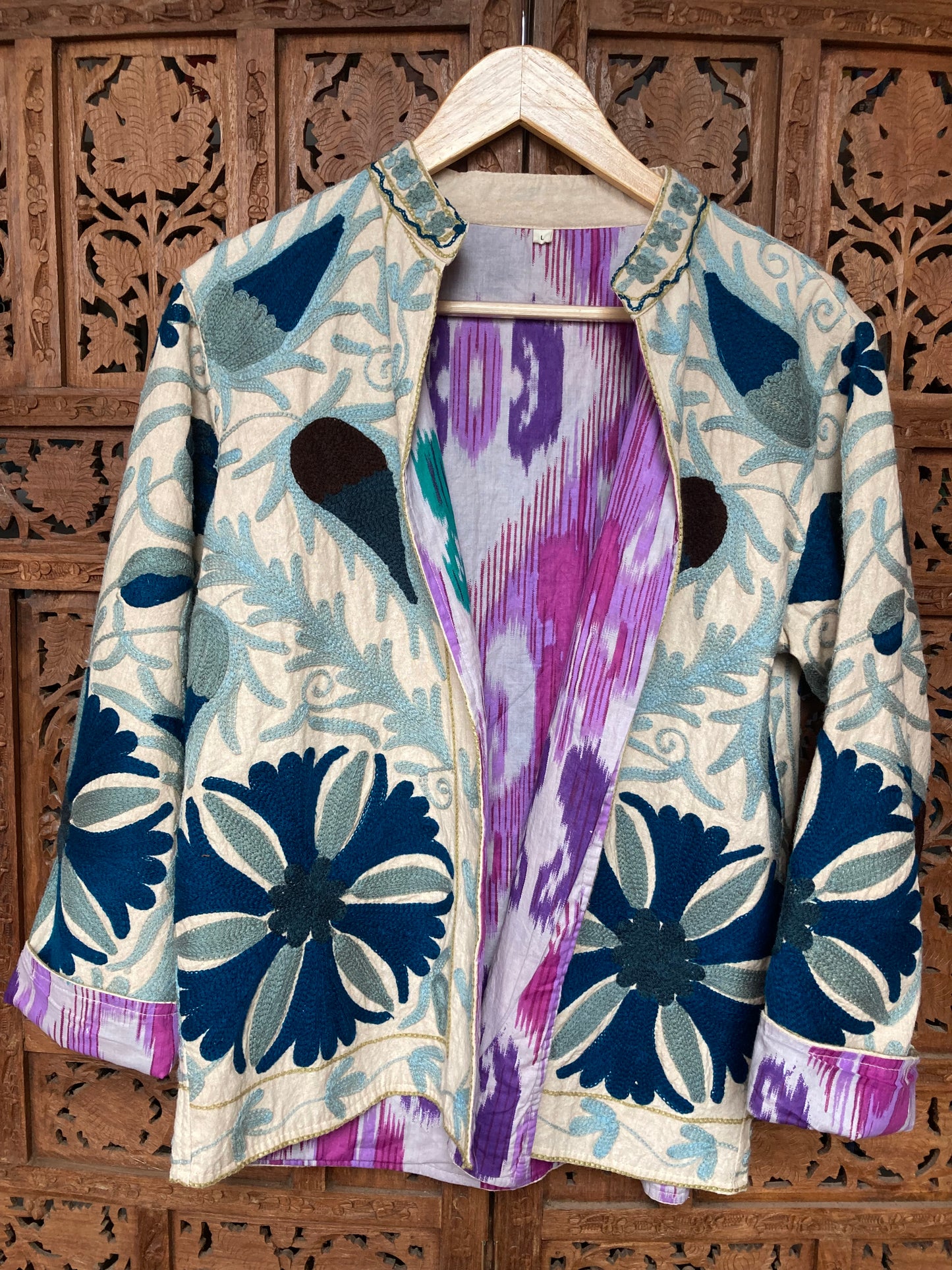 Embroidered Suzani Jacket - Teal