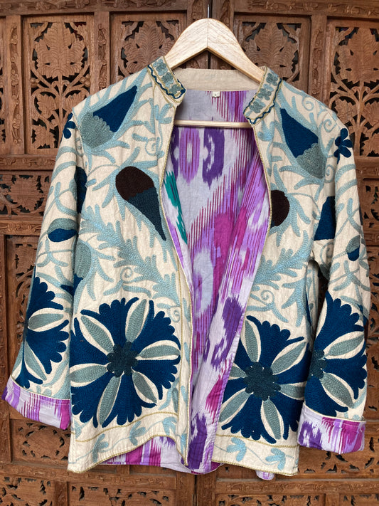 Embroidered Suzani Jacket - Teal