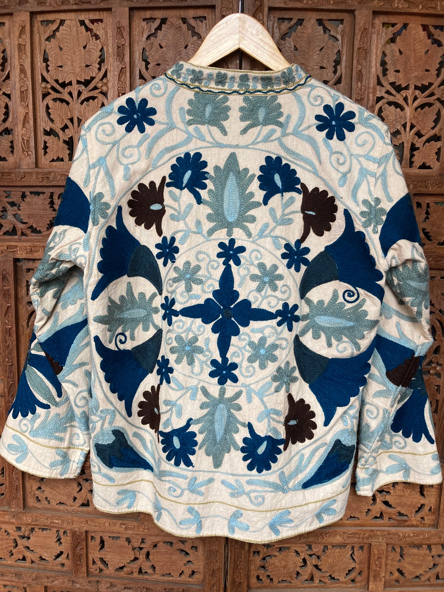 Embroidered Suzani Jacket - Teal
