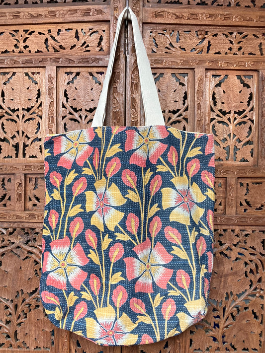 Vintage Kantha Tote Bag Floral